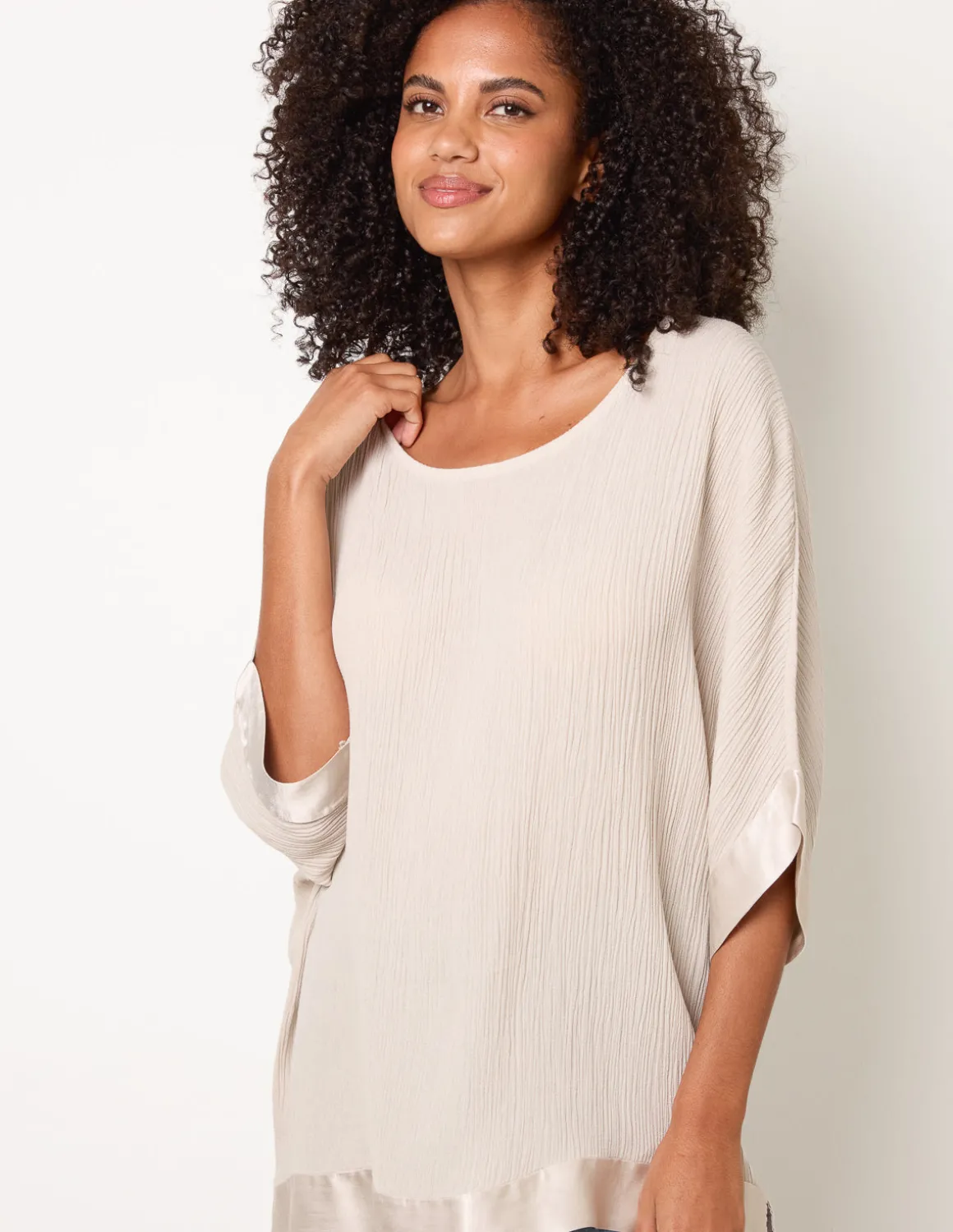 Viscose Crinkle Top With Satin Finish