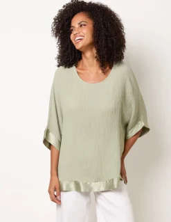 Viscose Crinkle Top With Satin Finish