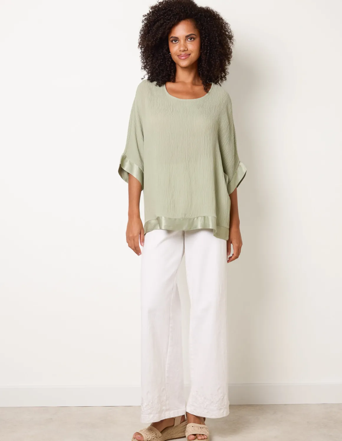 Viscose Crinkle Top With Satin Finish