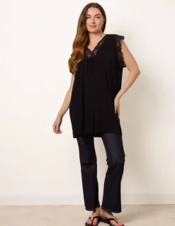 V Lace Trim Top