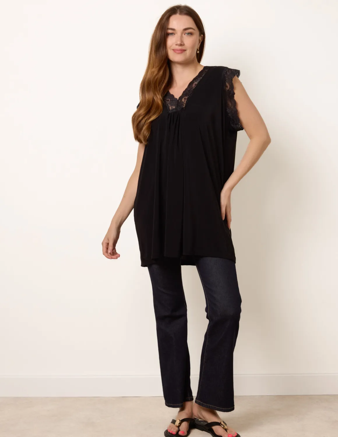 V Lace Trim Top