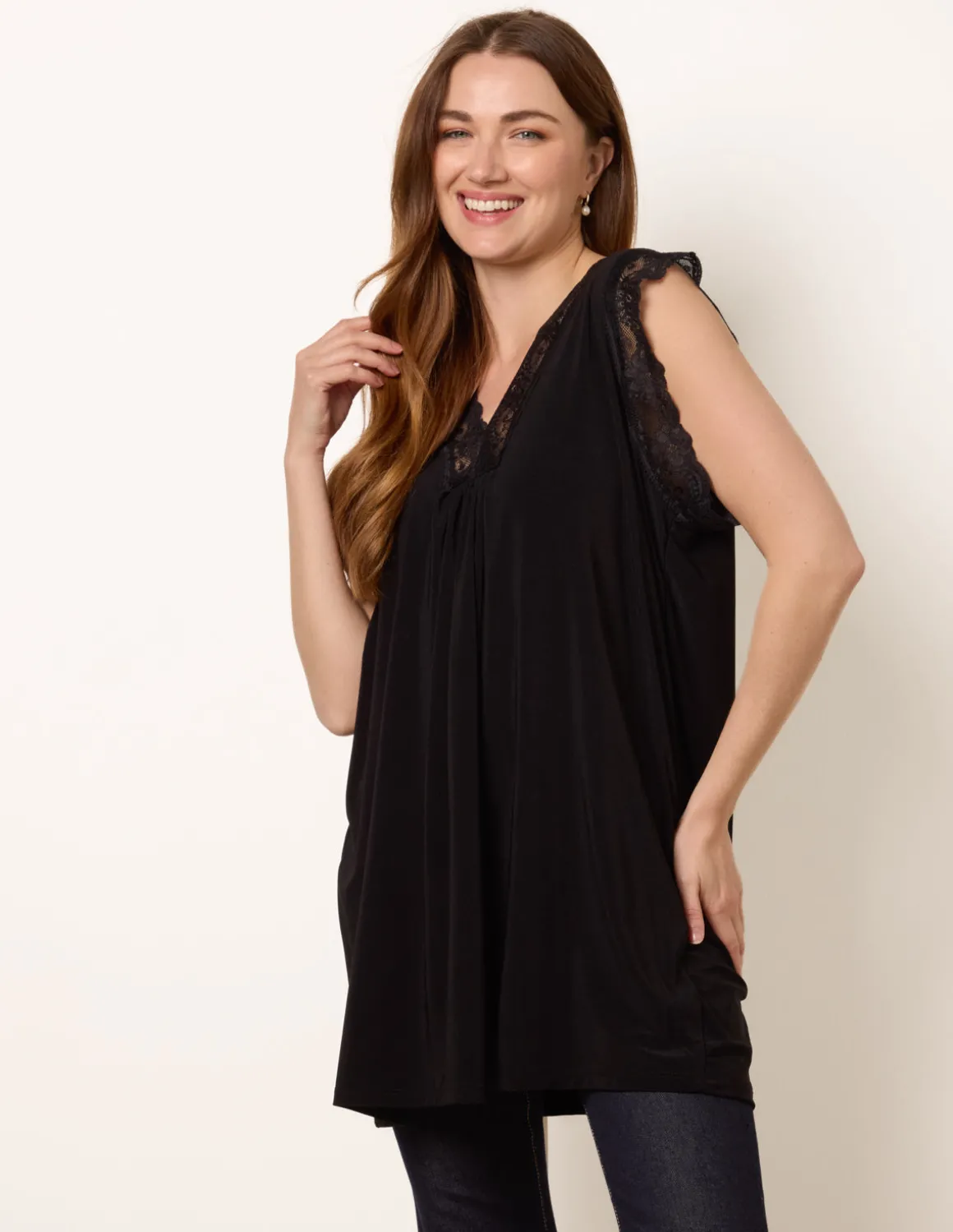 V Lace Trim Top