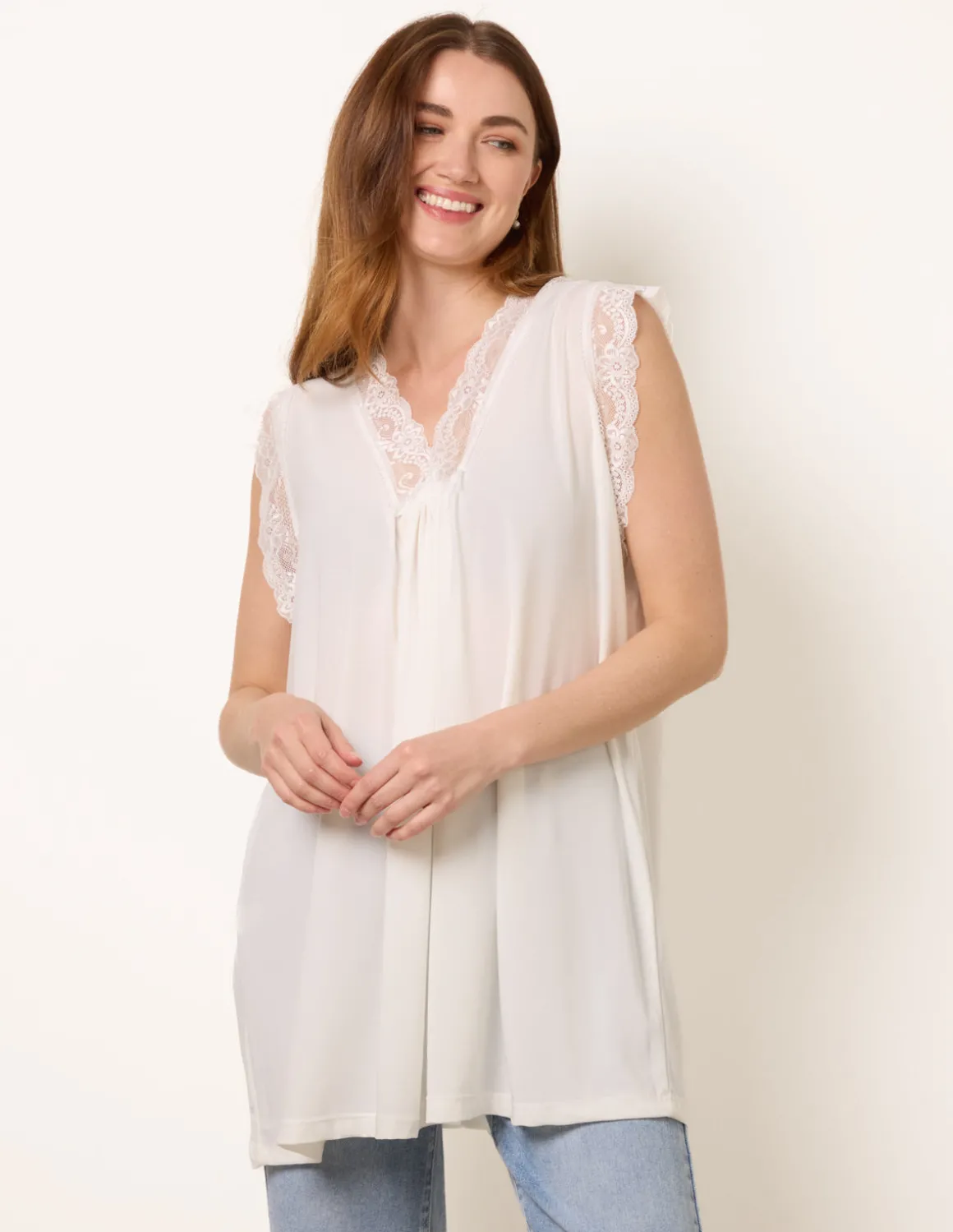 V Lace Trim Top