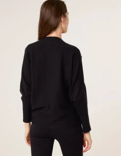 V-Neck Batwing Shoulder Pearl Detailing Jumper