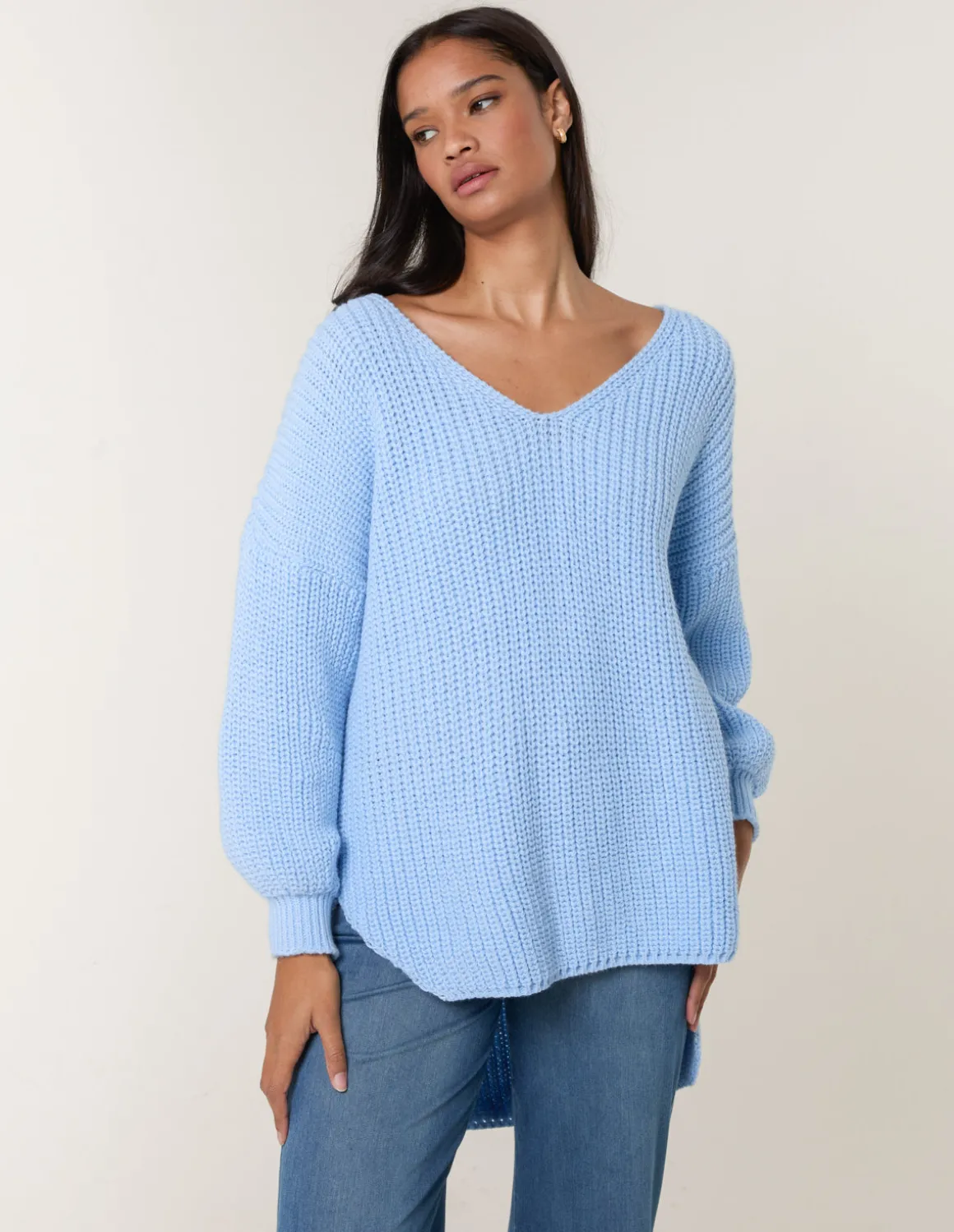 V Neck Chunky Jumper