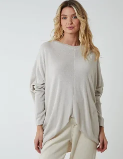 V Neck Front Cut And Sew Soft Knit Jumper
