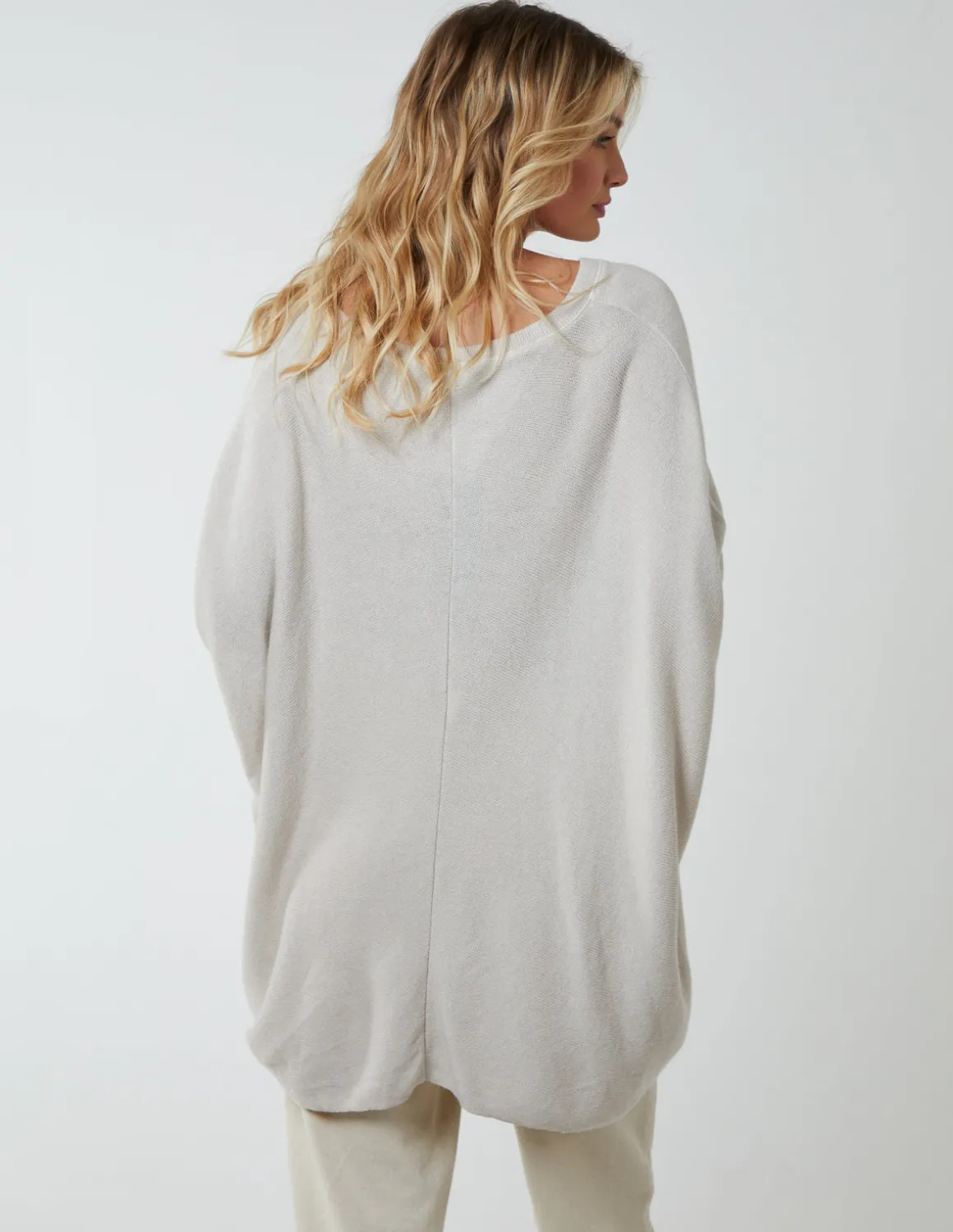 V Neck Front Cut And Sew Soft Knit Jumper