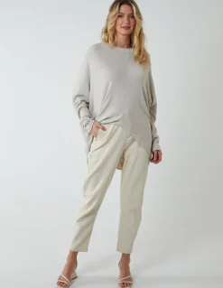 V Neck Front Cut And Sew Soft Knit Jumper