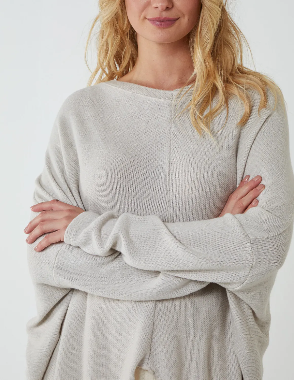 V Neck Front Cut And Sew Soft Knit Jumper