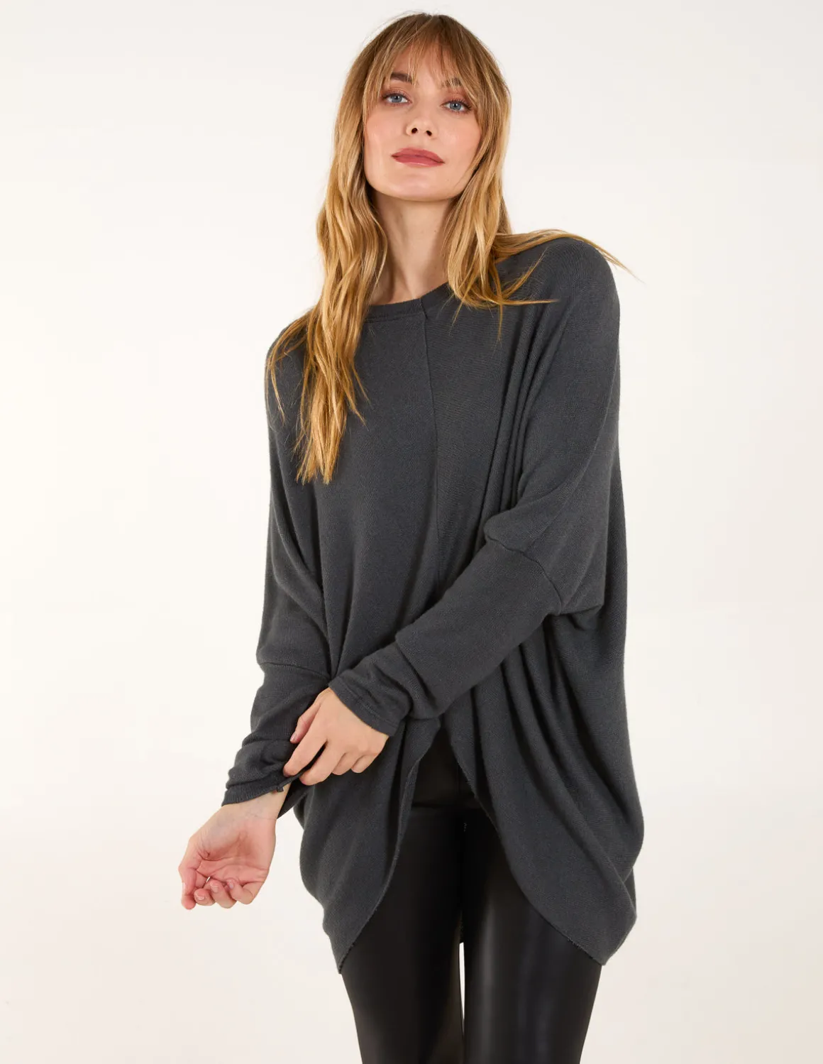 V Neck Front Cut And Sew Soft Knit Jumper