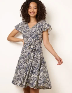 V Neck Godet Dress