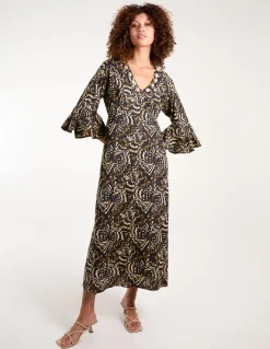 V Neck Shell Midi Dress