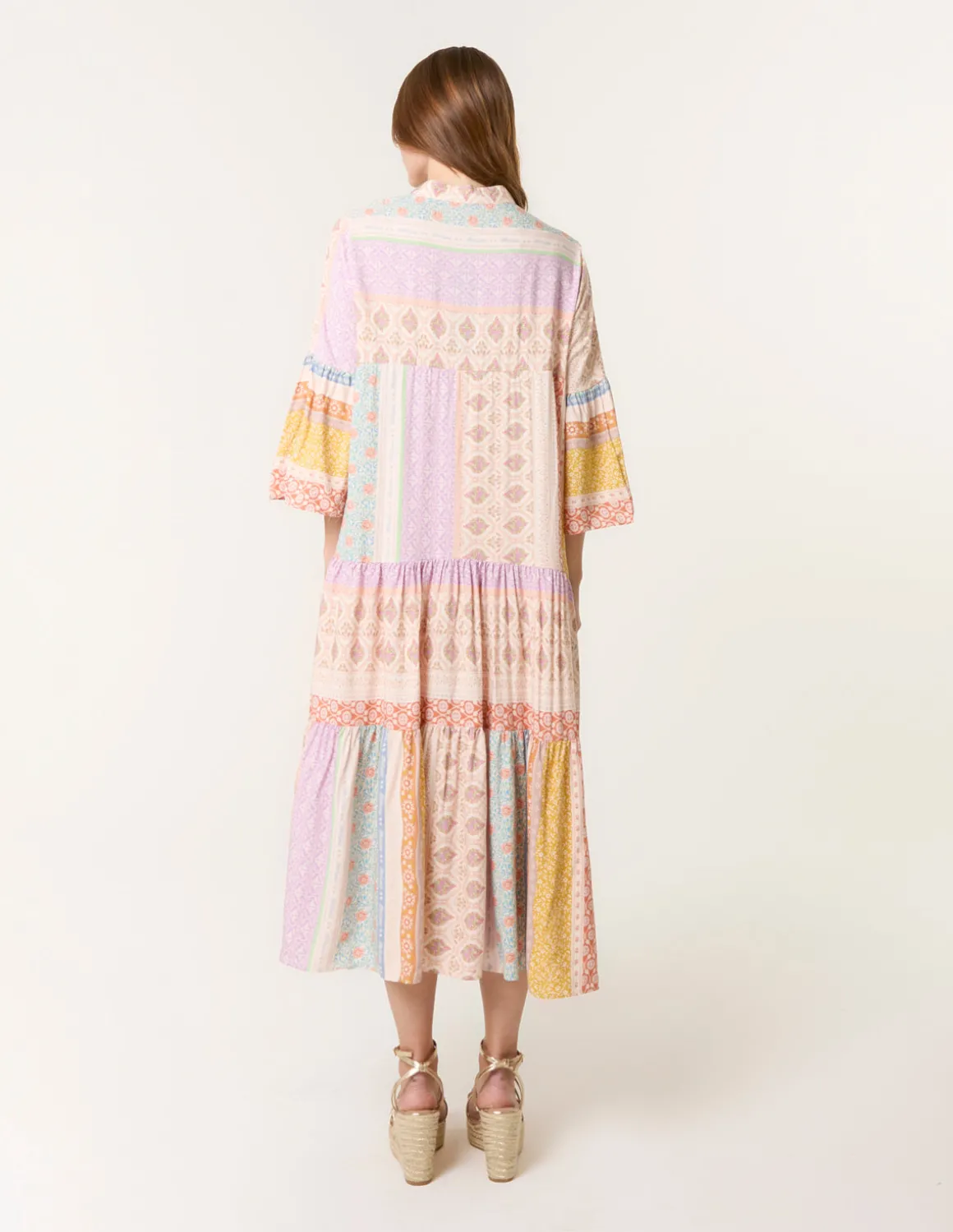 V Neck Smock Midi Dress