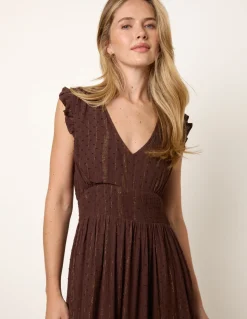 V Neck Tiered Midi Dress