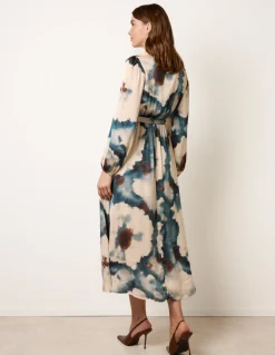 Watercolour Wrap Dress With Tie Belt