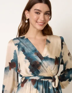 Watercolour Wrap Dress With Tie Belt