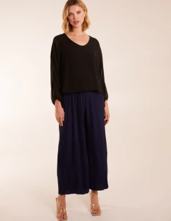 Wide Leg Pleated Trousers