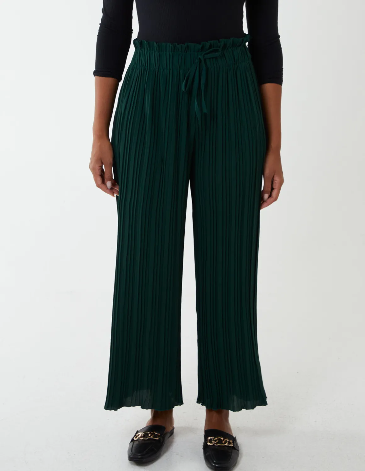 Wide Leg Pleated Trousers