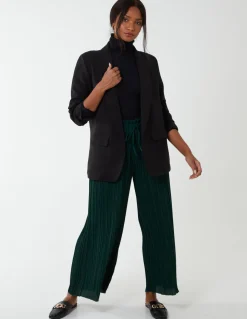 Wide Leg Pleated Trousers