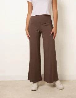 Wide Leg Soft Touch Trousers With Stretch