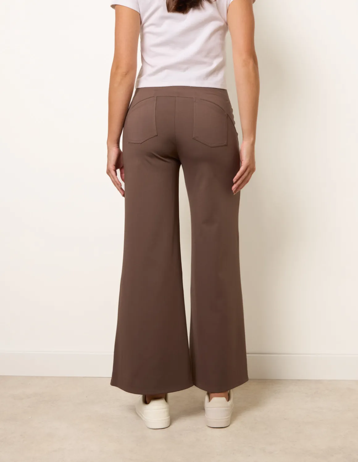 Wide Leg Soft Touch Trousers With Stretch