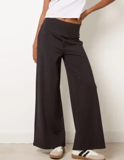 Wide Leg Soft Touch Trousers With Stretch