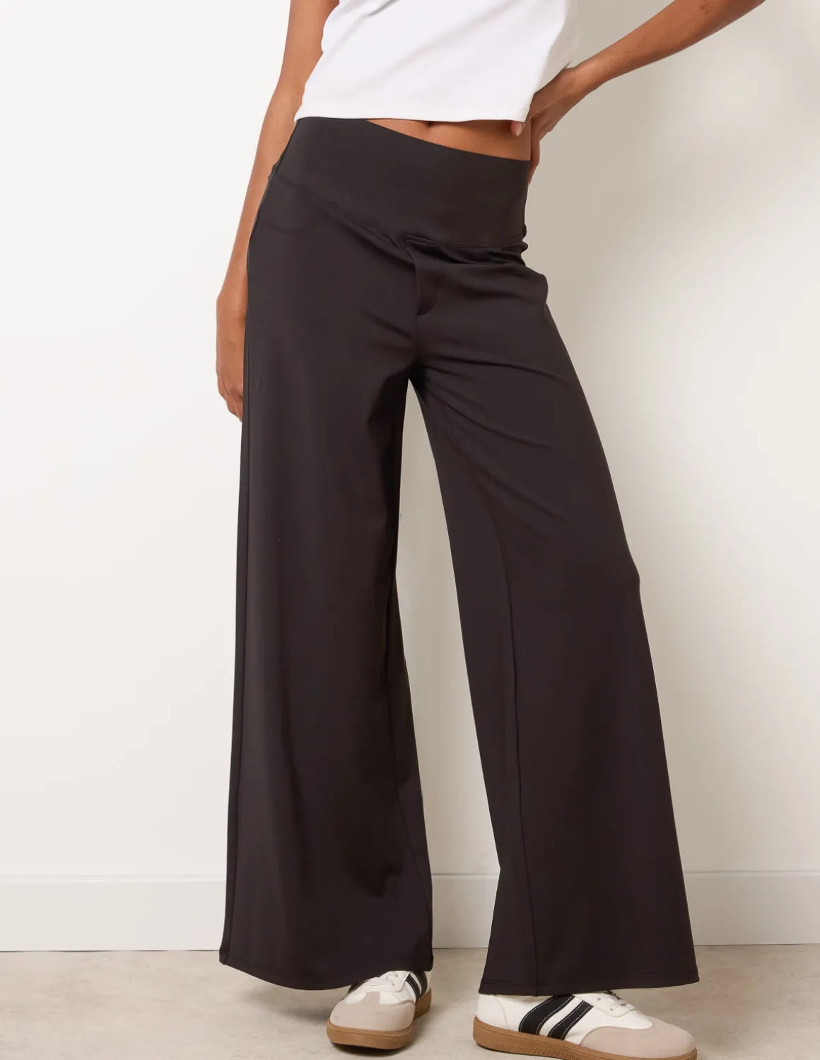 Wide Leg Soft Touch Trousers With Stretch