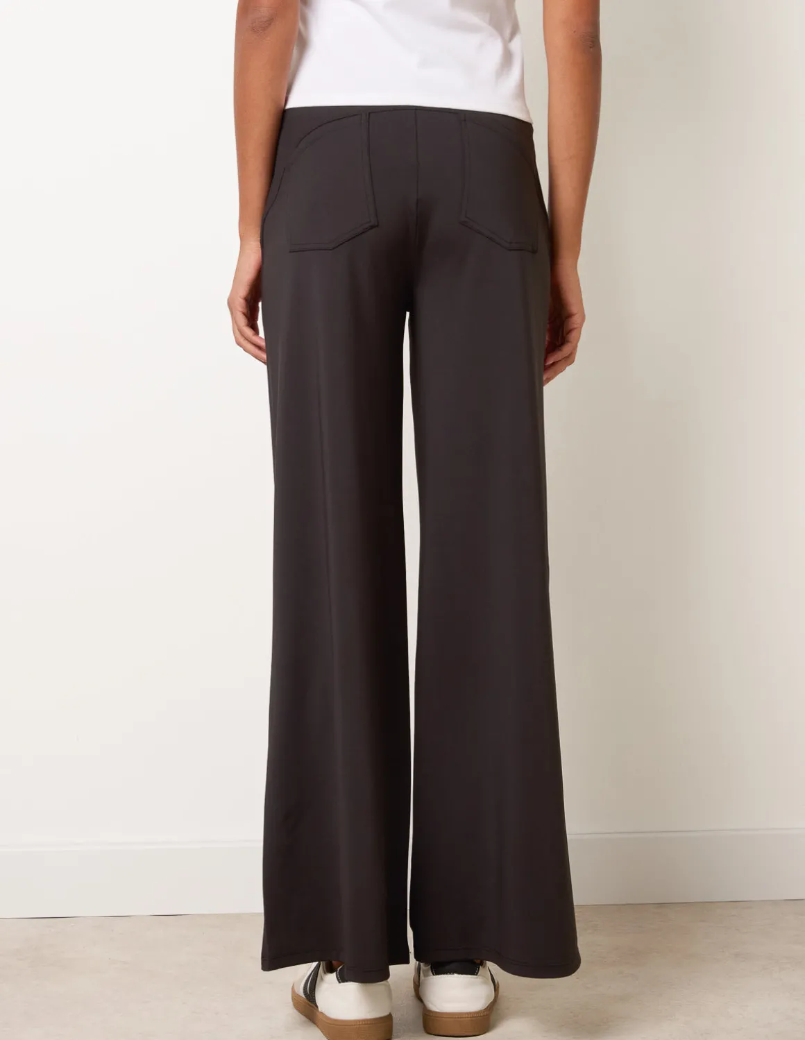 Wide Leg Soft Touch Trousers With Stretch