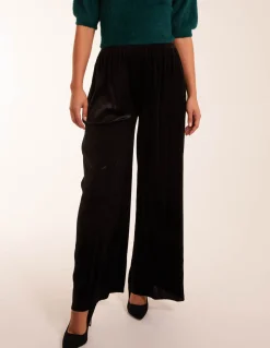 Wide Leg Textured Velour Trouser
