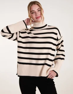Wide Stripe Roll Neck Jumper