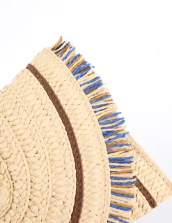 Woven Fringe Detail Clutch Bag With Attachable Strap