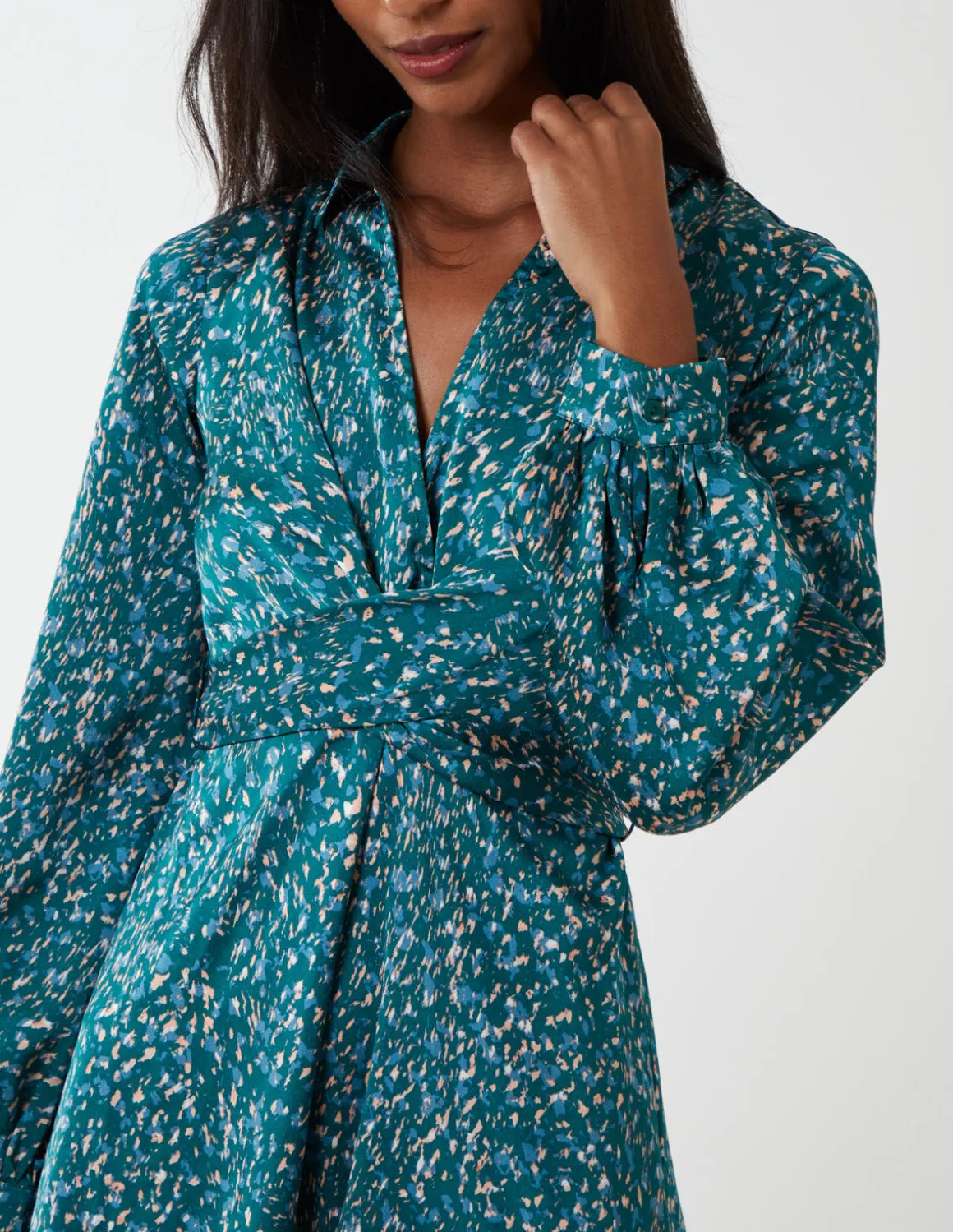 Wrap Bust Mini Shirt Dress