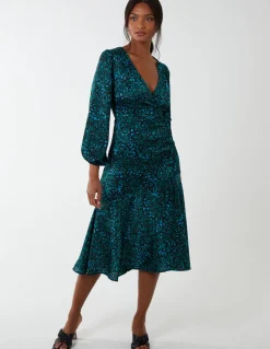 Wrap Front Midi Dress