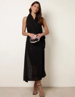 Wrap Knit Halter Shape Dress