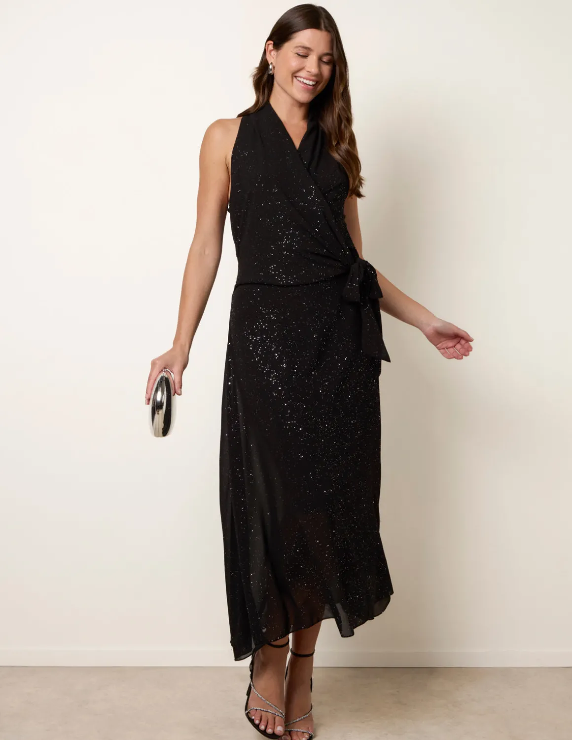 Wrap Knit Halter Shape Dress
