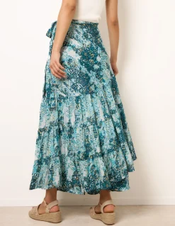 Wrap Metallic Tiered Skirt