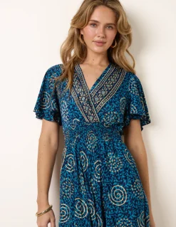 Wrap Over Tie Back Maxi Dress