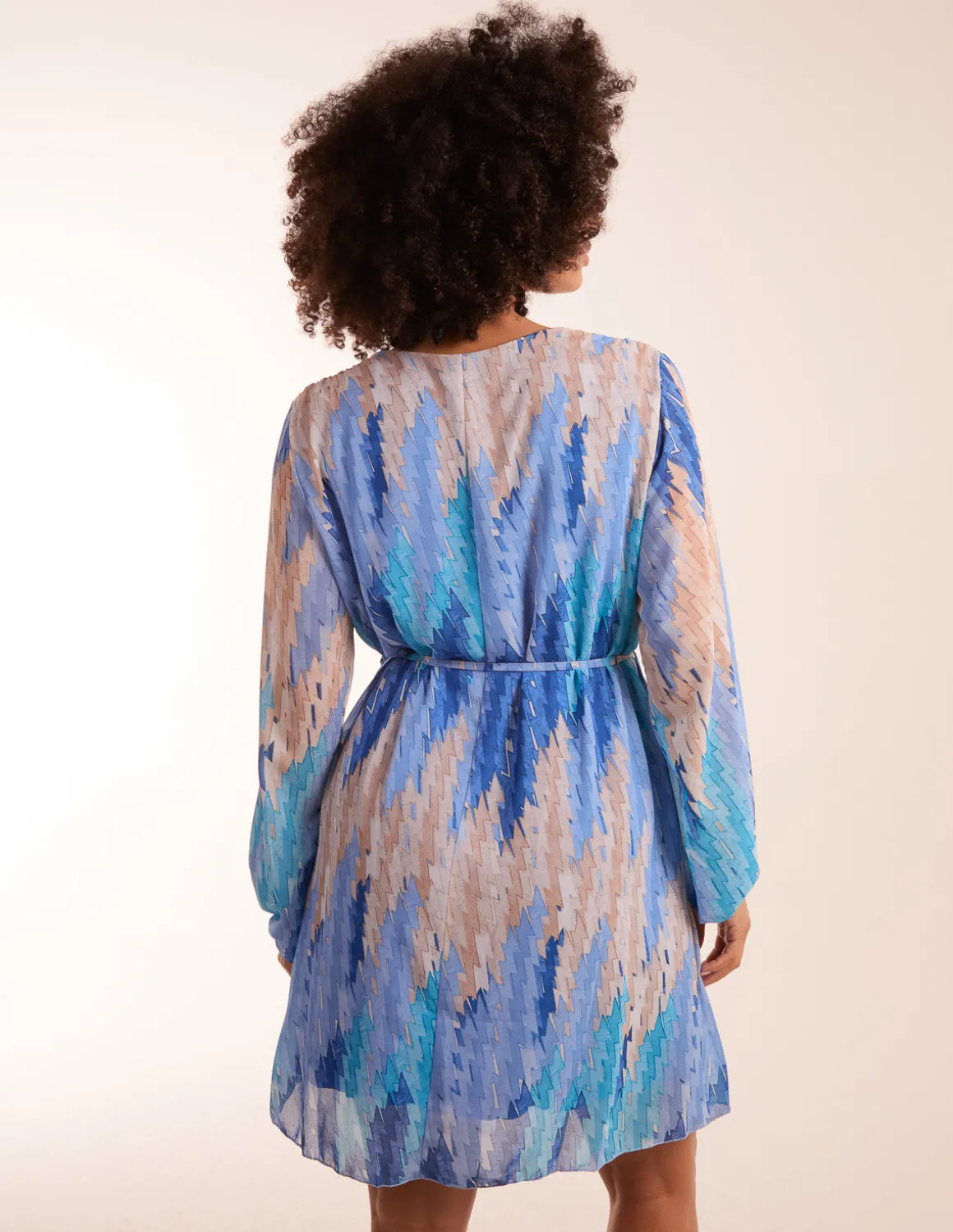 Zig Zag Printed Belted Dress