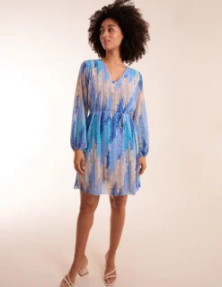 Zig Zag Printed Belted Dress