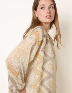 Zig Zag Round Neck Oversized Top